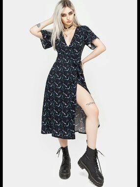 DISTURBIA Diana Moon Moth Midi Ethereal Shirt Dress Size US 4